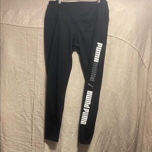 Puma Black Leggings with White Logo activewear